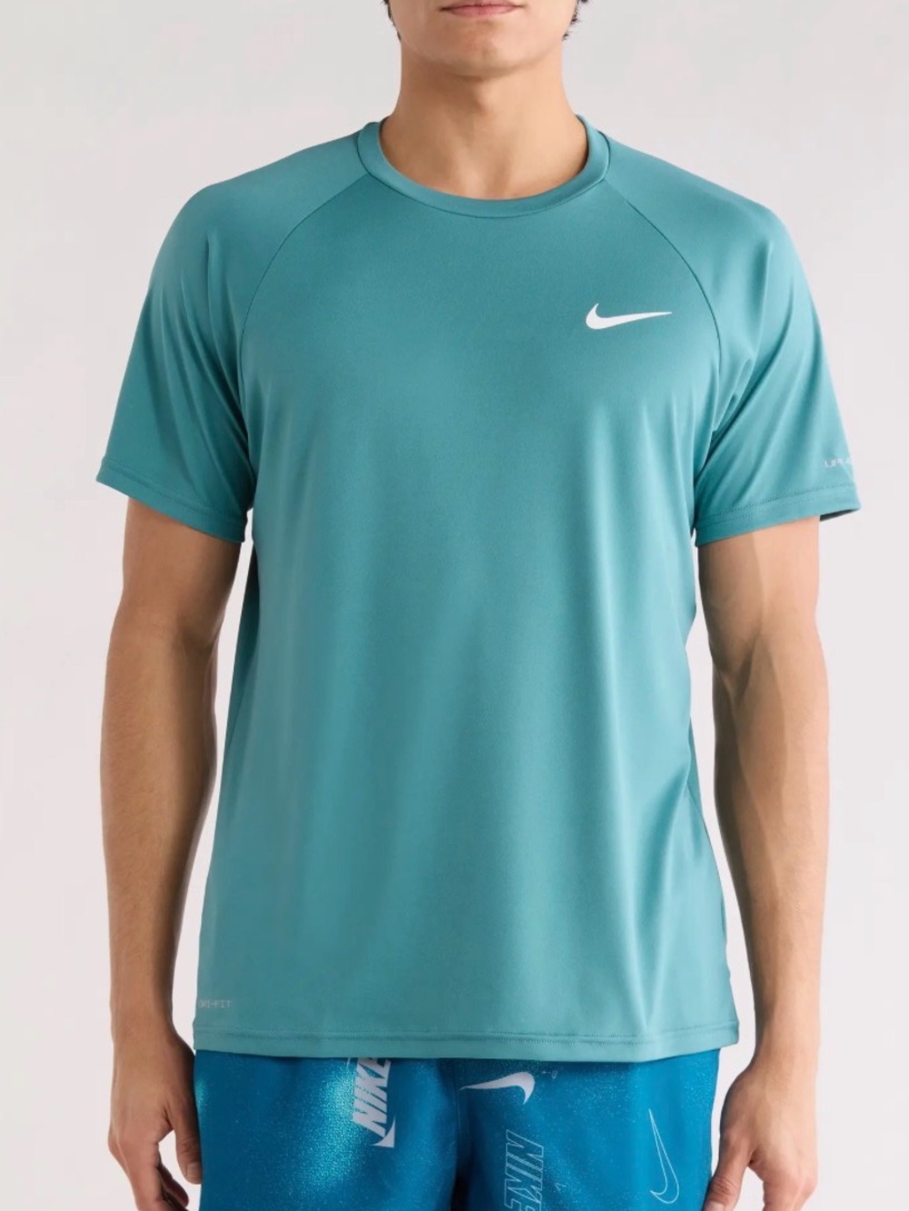 NIKE HYDROGUARD SWIM UPF 40+ Sun Protection Active Shirt Teal Short Sleeve